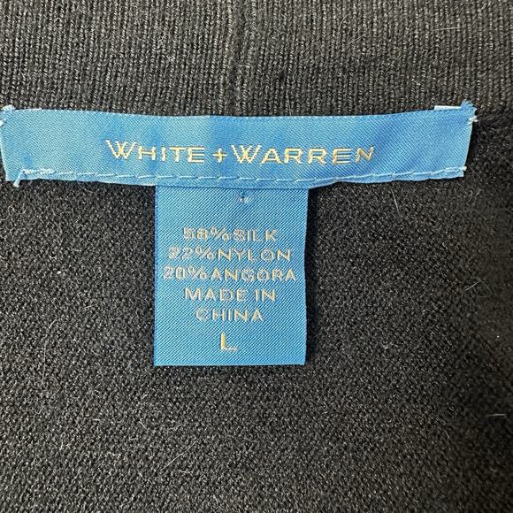 White Warren Angora Silk Sweater Womens Large Black Sequin Elegant Soft - Picture 6 of 11